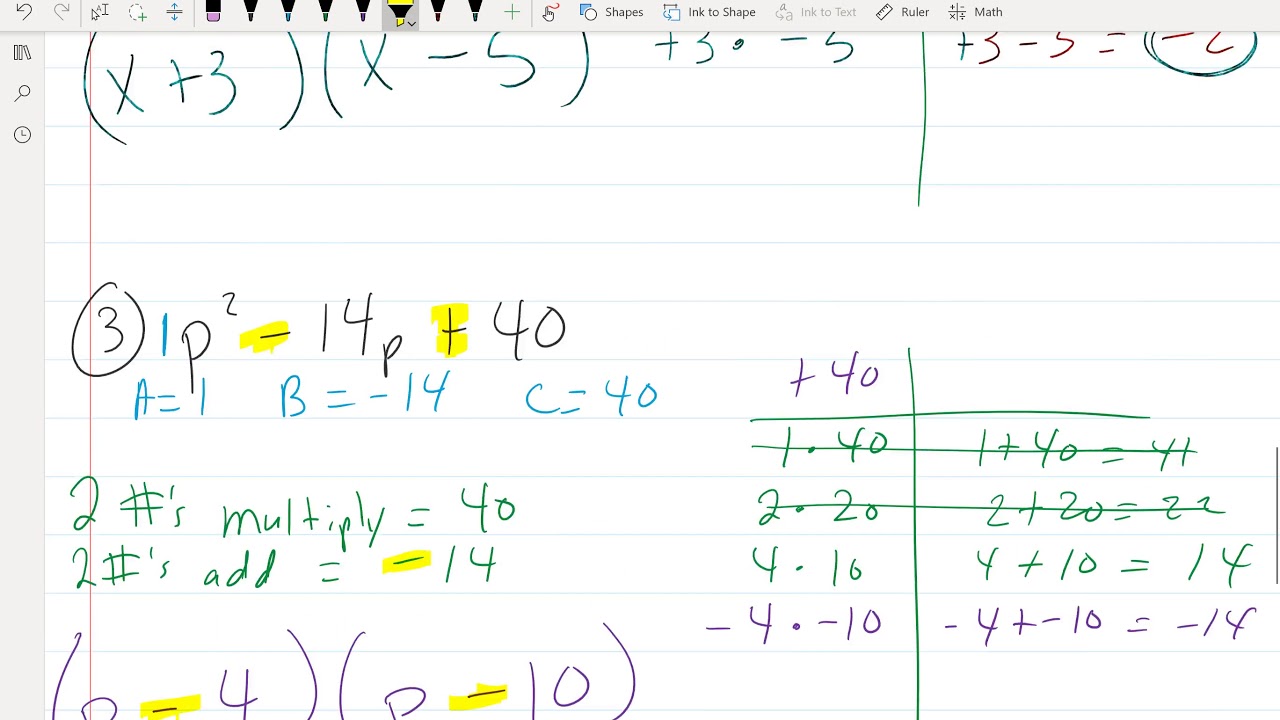 Factoring a=1 - YouTube