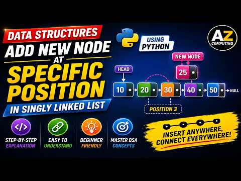 Insert Node at Specific Position in Singly Linked List | Python Code & Example | DSA
