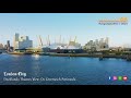 River Thames Aerial Drone View O2 Arena Greenwich Peninsula Sunset