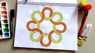 Creative Drawing || Pattern Art || Geometric Drawing || Circle Overlapping Pattern || Learn & Art