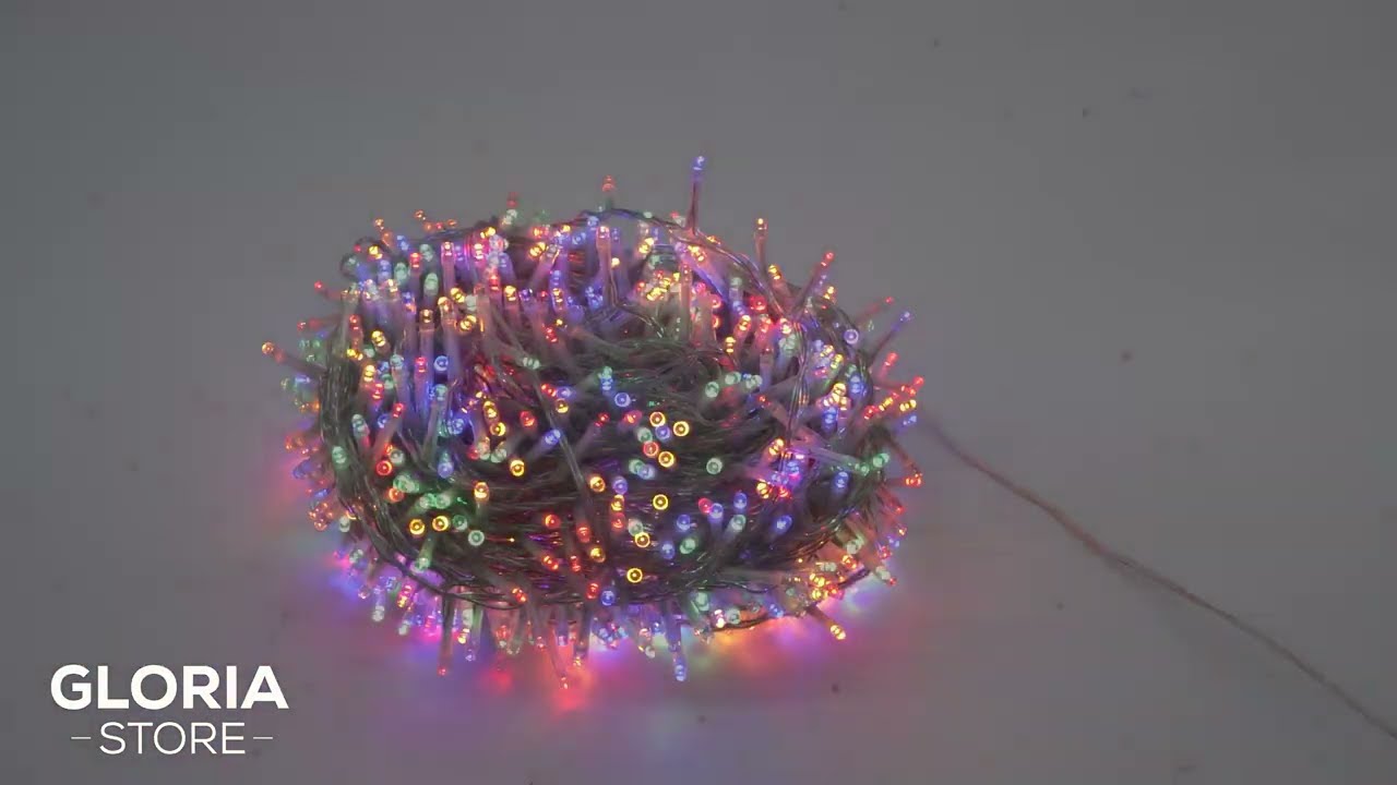 Catena Luminosa Multicolor 1000 Led| Cavo Trasparente| Funzione Memory |50 metri Uso Esterno IP44