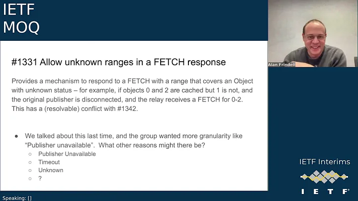 IETF interim: Media Over QUIC (MOQ) 2025-12-01 17:00