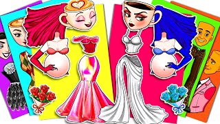 💖Paper DIY💖 PREGNANT BRAINROT WEDDING: PINK Ballerina Cappuccina & BLACK Espresso Signora Sticker