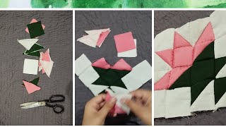 Leaf Vase Block Quilt Sindhi Rilli Bed Sheet Design Patchwork