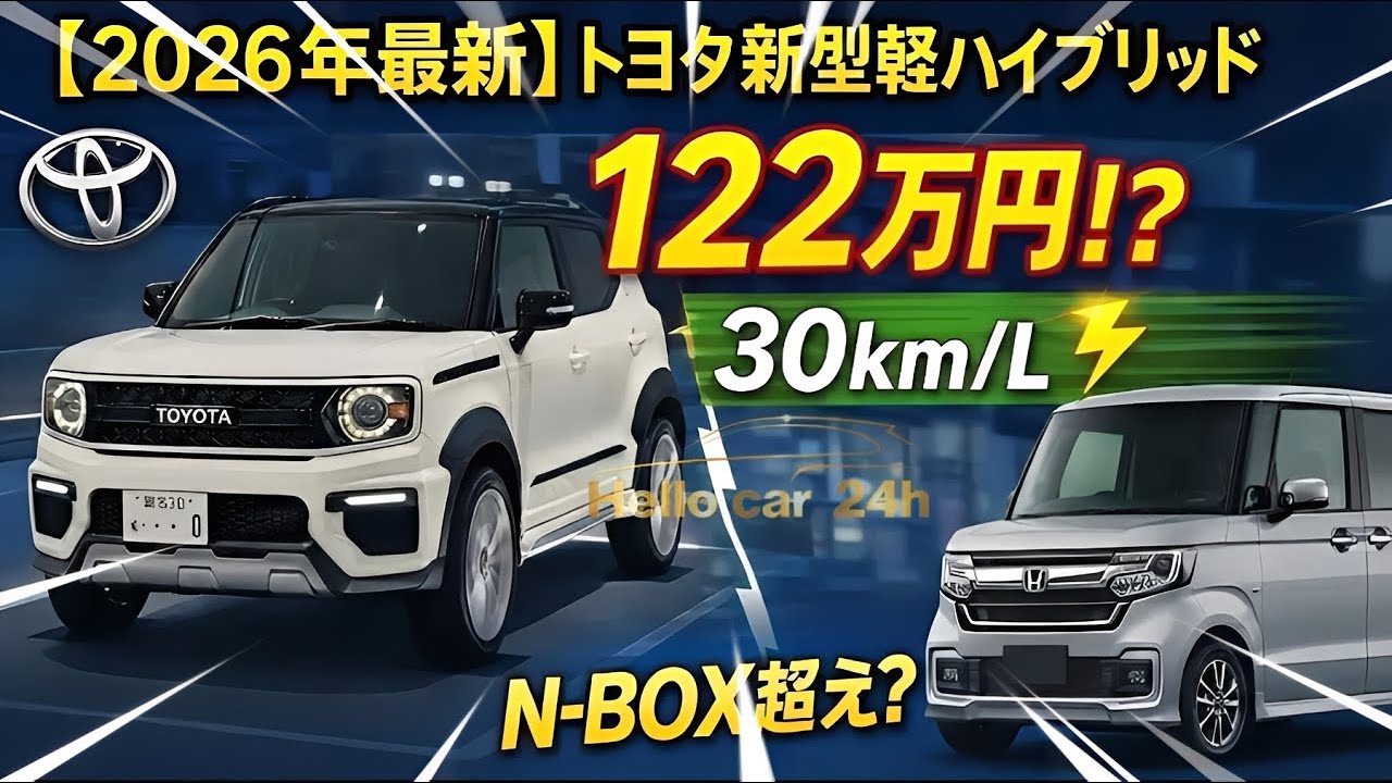 決まりした！TOYOTAトヨタ　N-BOX 軽四 トヨタ新型軽自動車がN BOXとタントを完全撃破！2026年発売・118万円