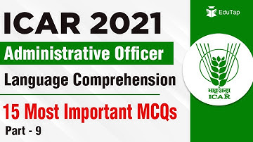 15 Most Important MCQs of Language Comprehension for ICAR AO Exam 2021 | ASRB AO 2021 | Part - 9