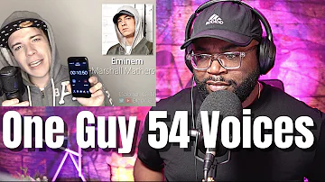 One Guy, 54 Voices (With Music!) Eminem, Drake, Elvis, BTS, Singer Impression (Reaction!!)