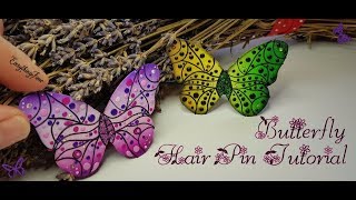 Polymer Clay Butterfly Hair Pin Tutorial @EverythingFimo
