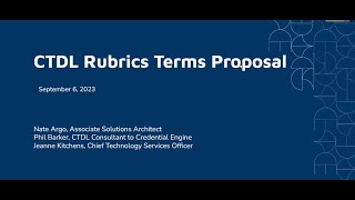 CTDL Rubrics Terms Proposal Webinar