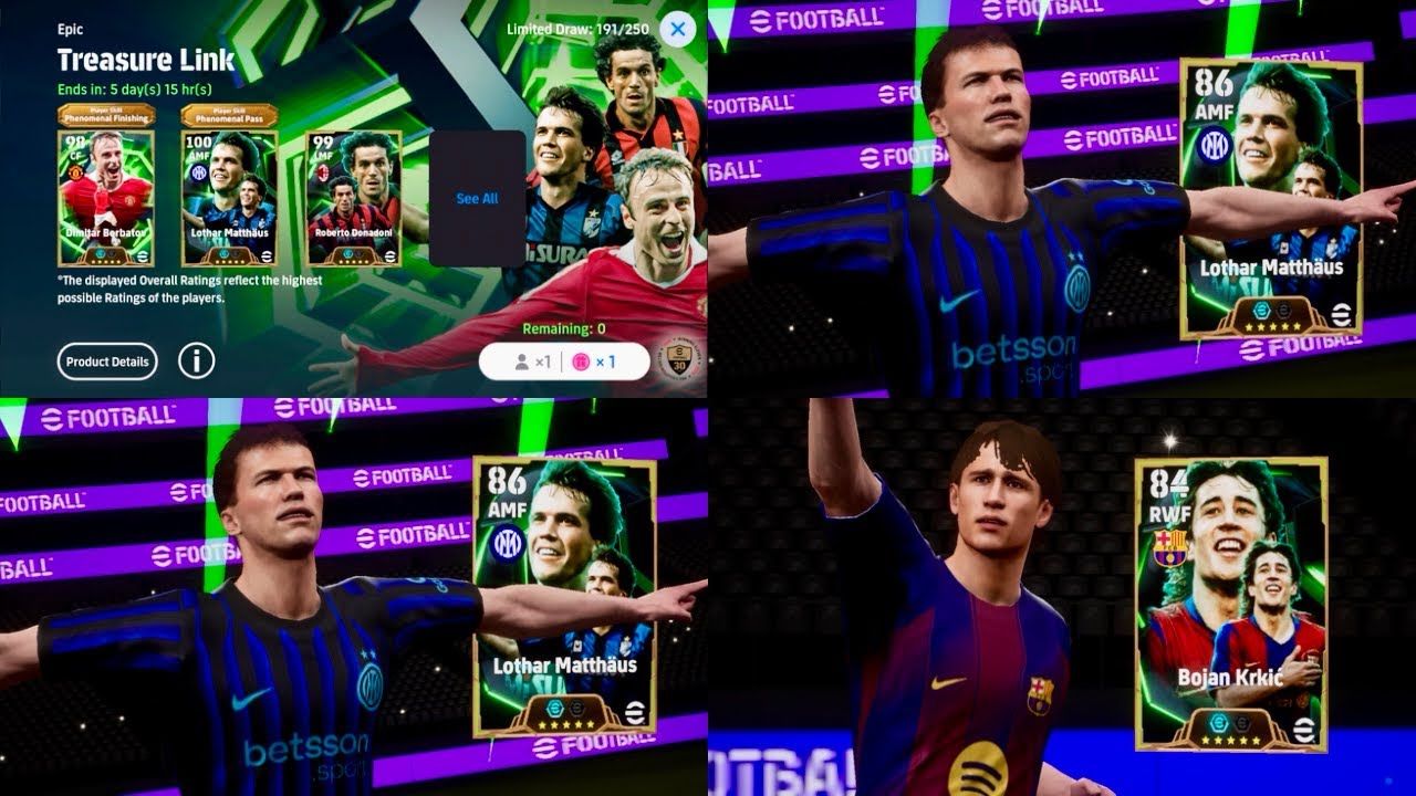 100 Treasure Link Pack Opening 🔥 Lothar Matthaus, Chiellini & Berbatov Pack Opening 🔥 eFootball 26