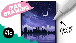 You Can Draw This CITY SKYLINE at NIGHT in PROCREATE screenshot 5