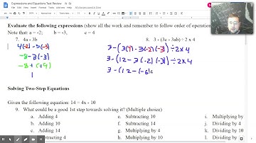 Expressions and Equations: WPMS 7th Grade Math Test Review - Part 2