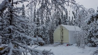 Aurora Hot Tent! Frigid, Freezing Solo Overnighter