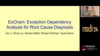 NSDI '24 - ExChain: Exception Dependency Analysis for Root Cause Diagnosis