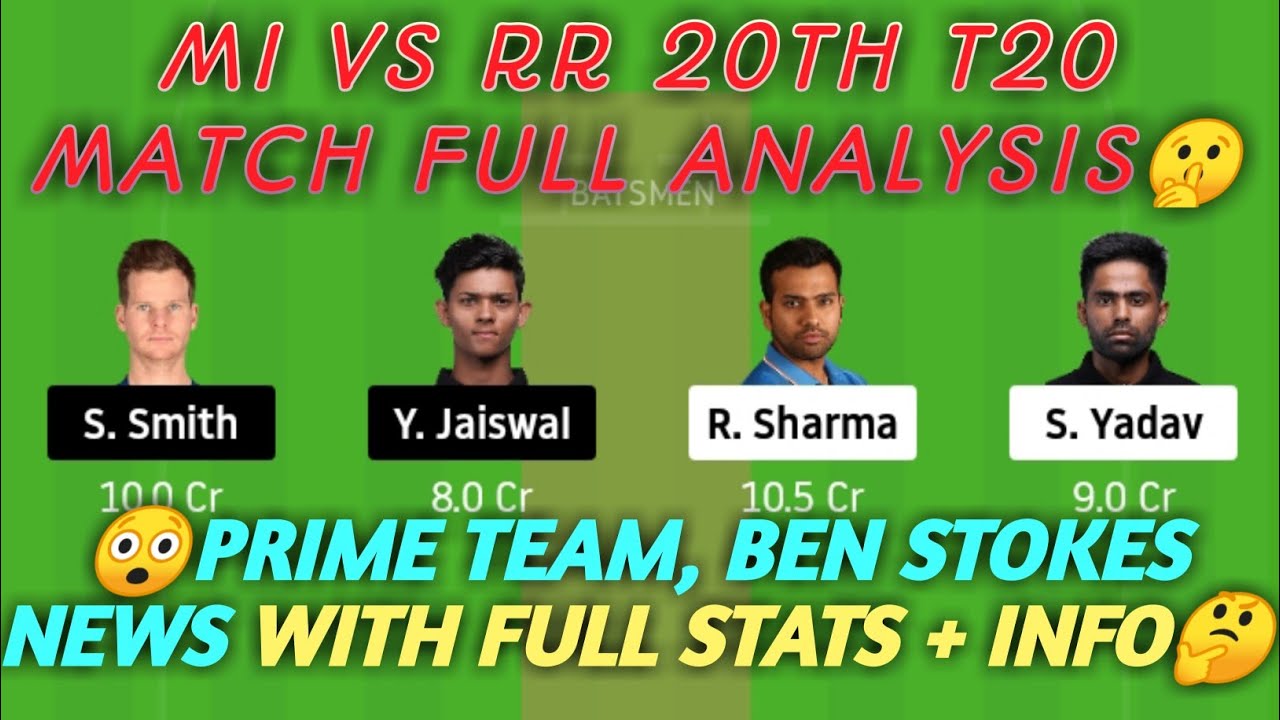 MI vs RR Dream11 Team Prediction | MI vs RR Dream11 Team | 20th T20 | IPL 2020