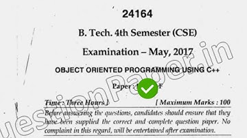 2017 Mdu BTech CSE 4th Sem Oops Using C++ Question Paper