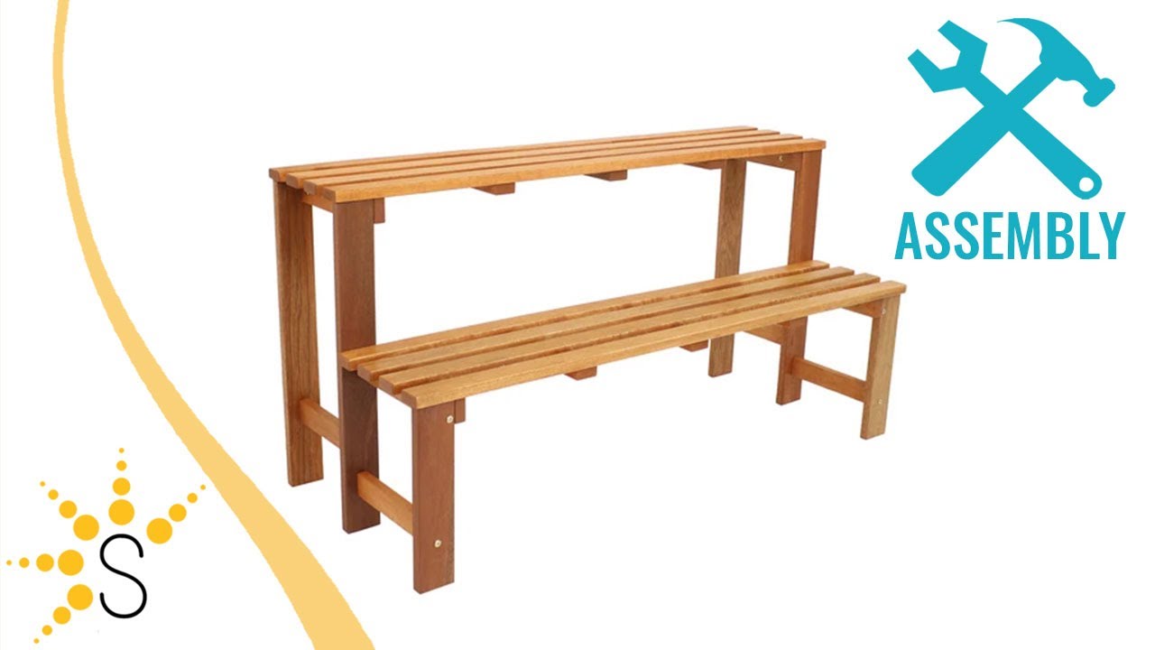 Sunnydaze 2-Tier Meranti Wood Outdoor Plant Stand with Teak Oil