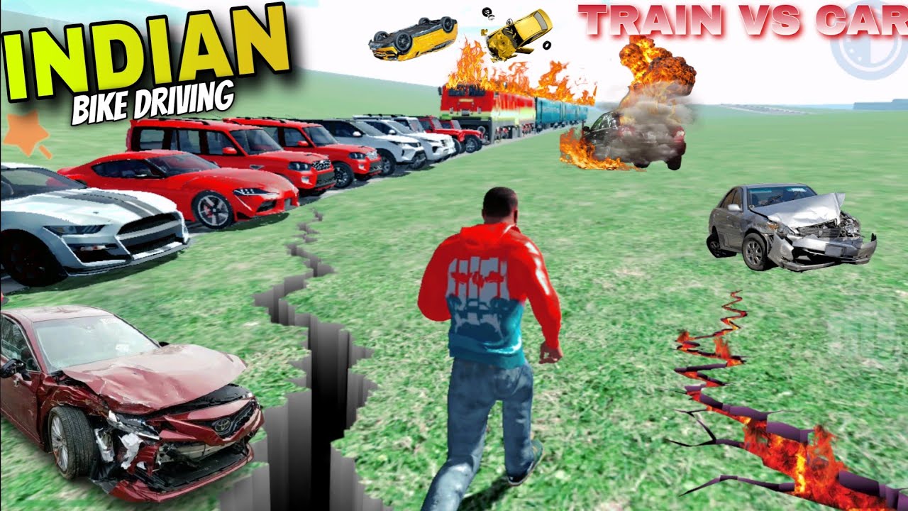 Indian GTA 5 Mobile Game😨 TRAIN VS CAR | INDIAN BIKE DRIVING 3D #7