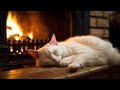 Tranquil nighttime bliss  cats purr and fireplace ambiance for deep relaxation 