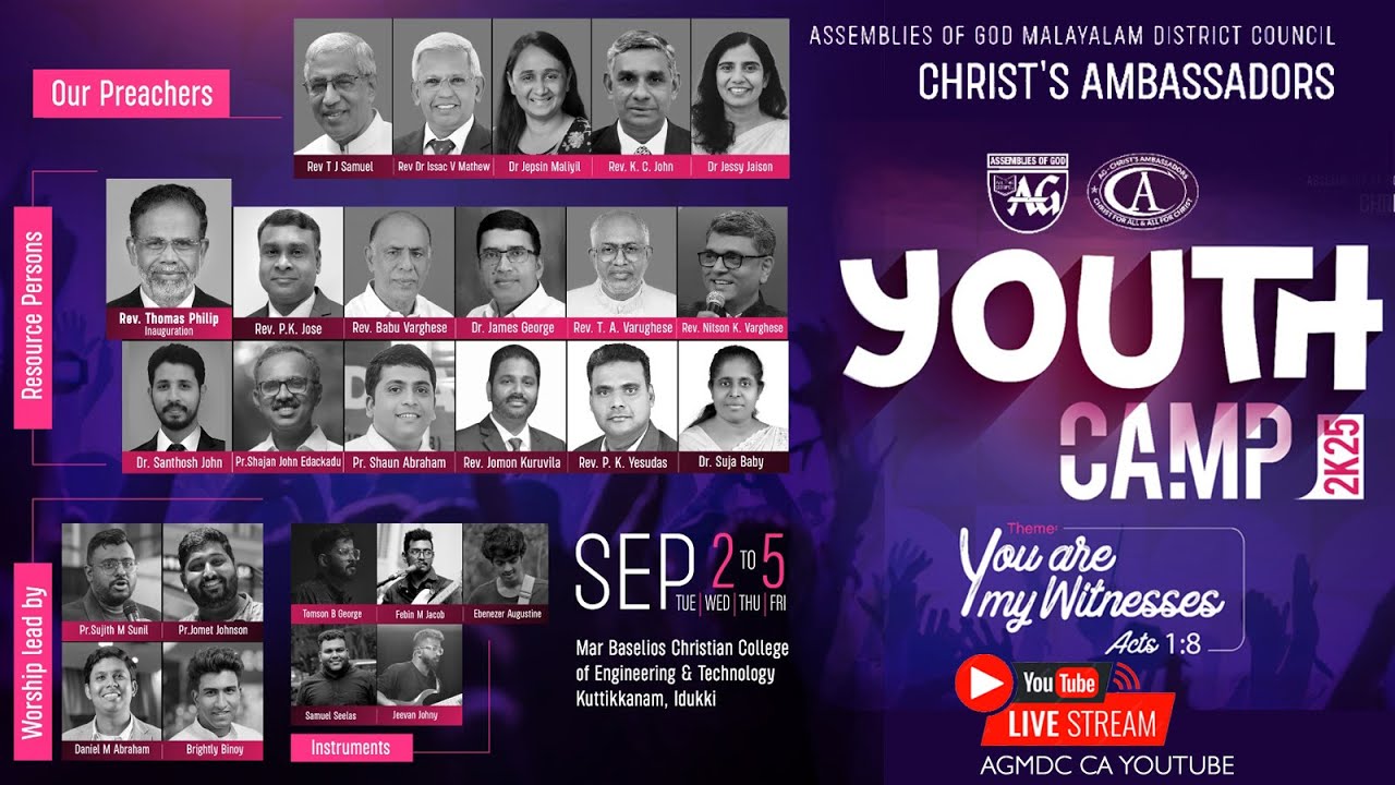 Christ's Ambassadors (CA) YOUTH CAMP 2K25 | KUTTIKANAM | DAY 3 | Watch Live On CA You TUBE
