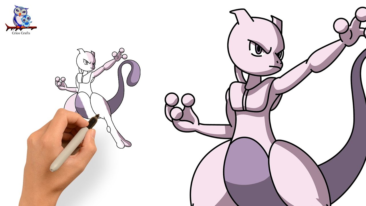 How to Draw Mewtwo Pokémon  - Step by Step