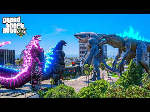 Heisei Godzilla & Shin Godzilla vs Mutant Shark and Zilla - Epic GTA 5 Mods Battle