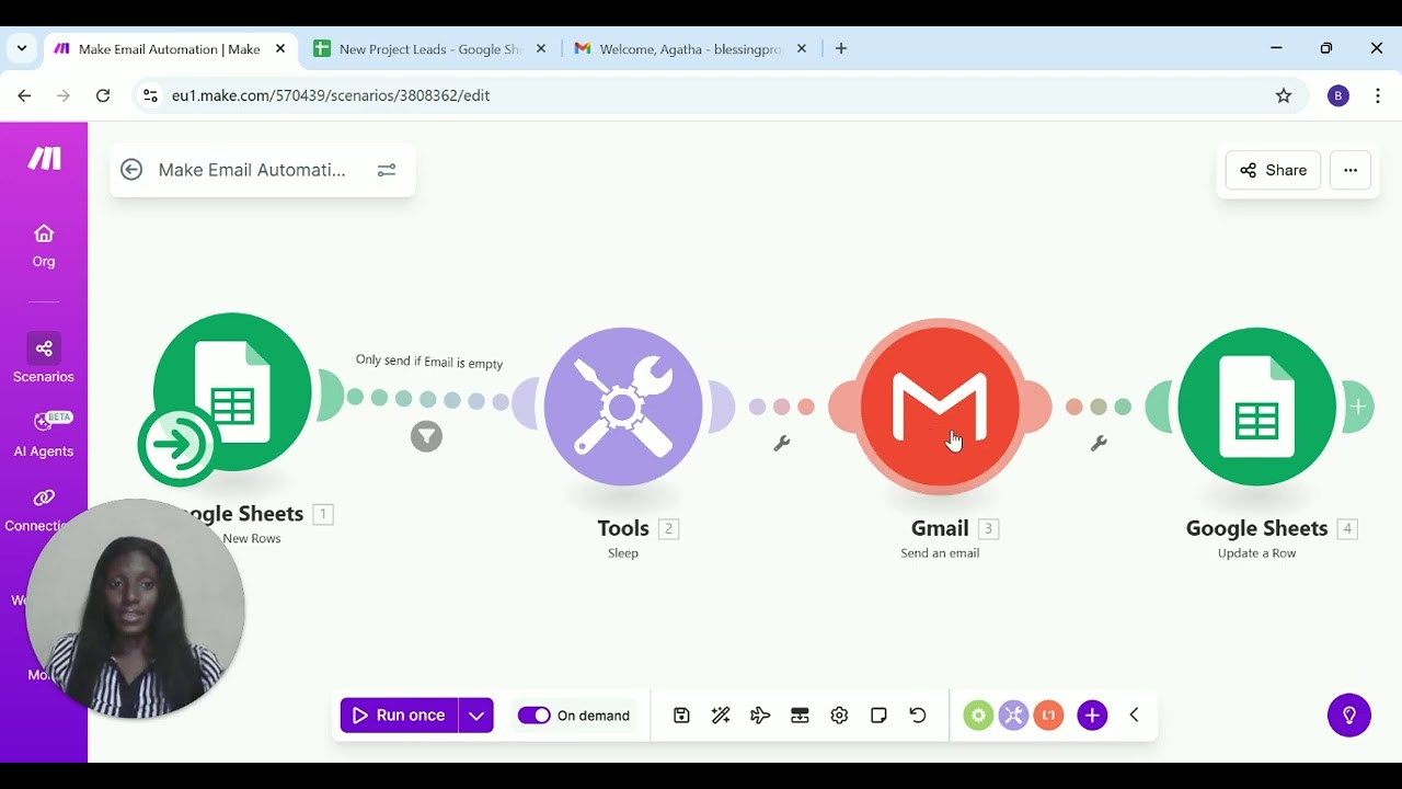 Make.com automation workflow for lead follow-ups