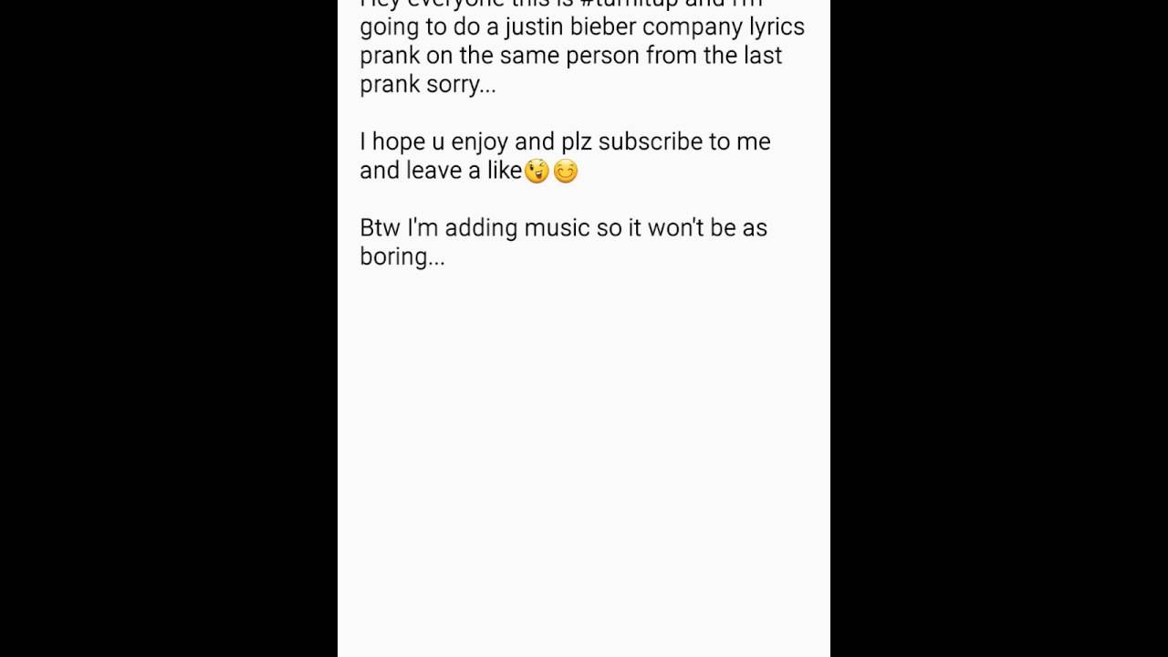 Company Justin Bieber Lyrics Prank With Music Youtube