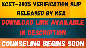 KCET-2025 VERIFICATION SLIP DOWNLOAD LINK...!!!! #kea #neetcounselling #neet2025 #kcet2025