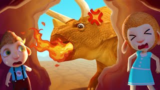 Children Hiding From Big Scary Dinosaur | Funny Cartoon for Kids | Dolly and Friends 3D