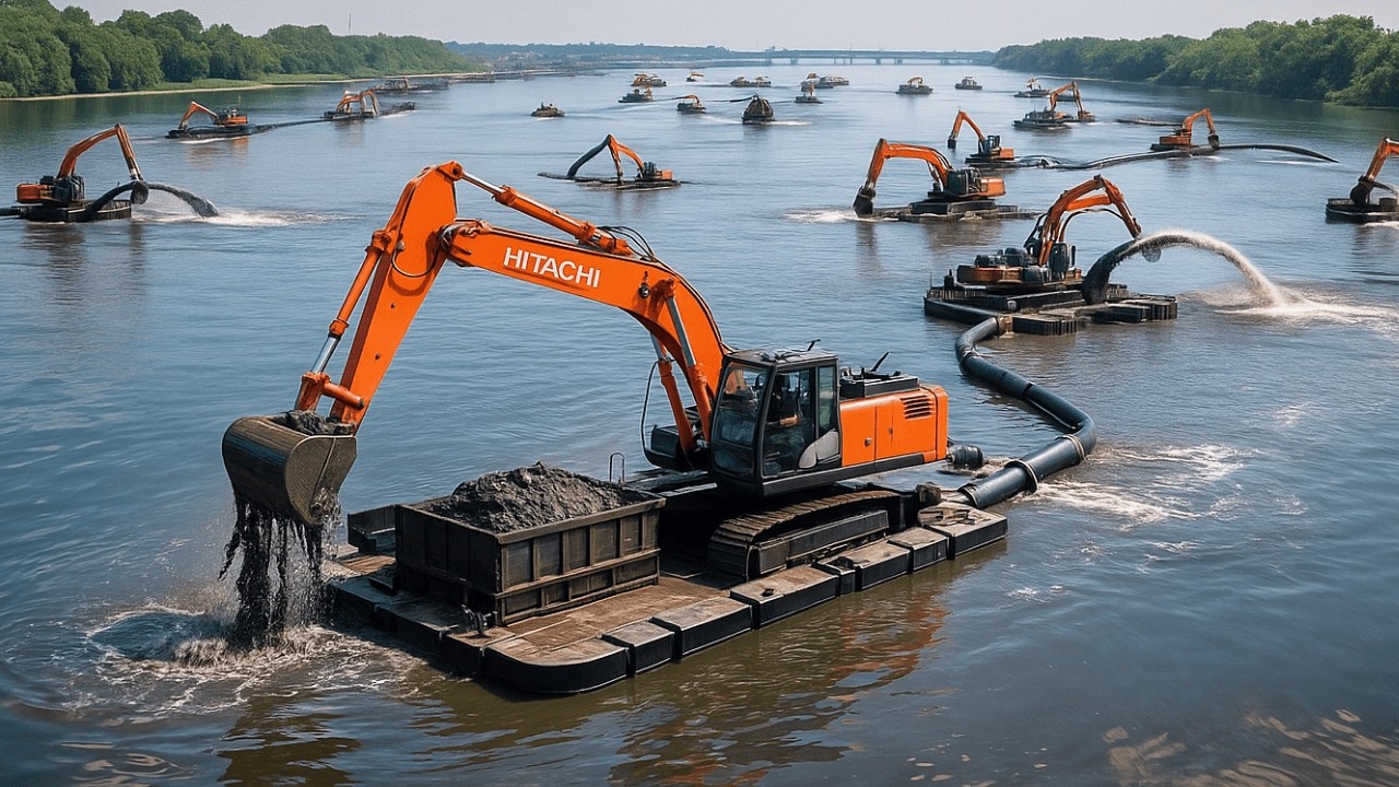 Massive Water Cleanup Machines Working Together on a Huge Scale - YouTube