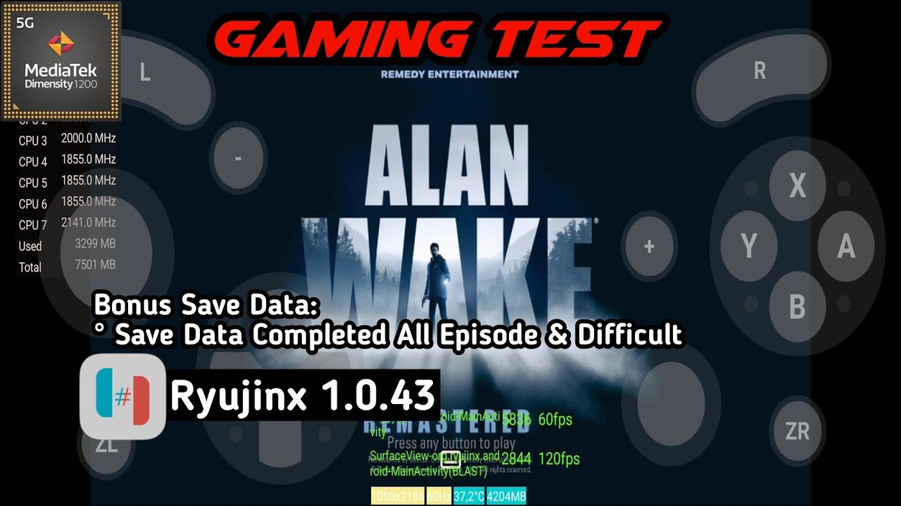 Alan Wake Remastered | Save Data Completed | Ryujinx | Mediatek Dimensity 1200 | Xiaomi 11T Test