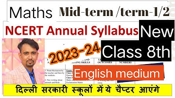 doe class 8 maths syllabus 2023-24 for mid term exam/ math syllabus class 8 in English / mathmatics