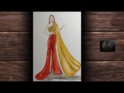 How To Draw A Long Dress||Easy Fashion Drawing