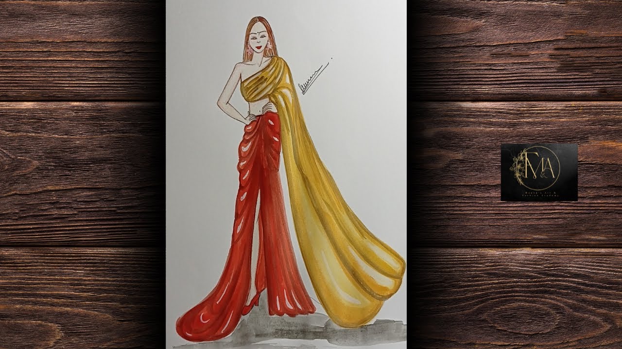 How To Draw A Long Dress||Easy Fashion Drawing