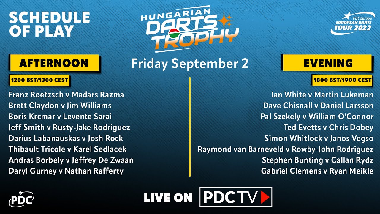PDC Hungarian Darts Trophy 2022 Round 1 Stephen Bunting v Callan Rydz 2022 09 02 HUN YouTube