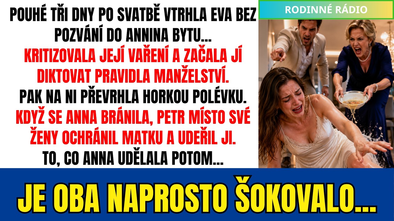 Třetí den manželství mě tchyně polila horkou polévkou a manžel mě místo obrany udeřil do obličeje. „Omluv se mámě,“ zařval, zatímco jsem cítila krev v puse. Stála jsem tam, popálená, ponížená, a v...