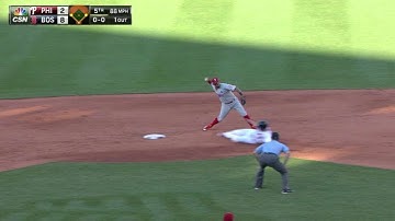 PHI@BOS: Hernandez, Galvis turn a double play