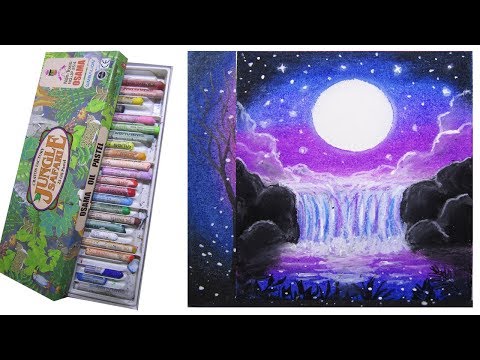 Video Dùng màu sáp dầu OSAMA OIL PASTEL vẽ tranh đêm trăng... - youtube