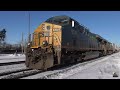 Winter Freight Train Action | Shipping Containers and Autorack Cars
