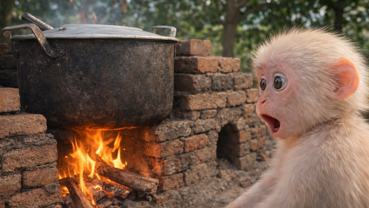 Новая печь маленькой обезьянки Бабы загорелась – почему горшок такой большой?