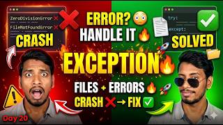 👉 Python Exception Handling + File Handling 🔥 | Real-Time Projects | Day 20 🚀