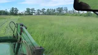 John Deere 2555 With Kubota Disc Mower, First Cut.