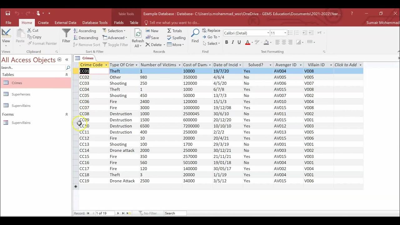 DATA TYPES IN ACCESS [Database Management Software - PART 2] - YouTube