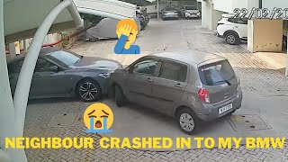 Neighbour crashes in to my BMW 6GT in the parking #bmw