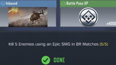 Call Of Duty Mobile Kill 5 Enemies using an Epic SMG in BR Matches Task Complete