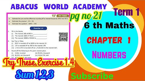 6th Maths Term 1 chapter 1 NumbersTry These,Exercise 1.4 sum 1 to 3 pg no 21/#abacusworldacademy