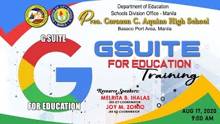 GSUITE FOR EDUCATION - PCCAHS FACULTY WORKSHOP AND TRAINING PT1