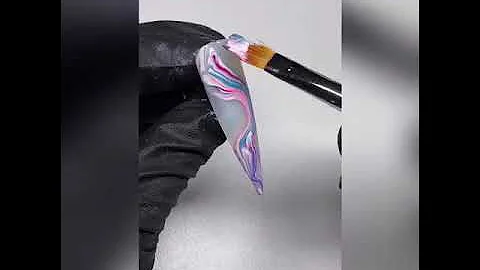 SMOKY WAVY MARBLE ALL GEL POLISH NAIL ART DESIGN