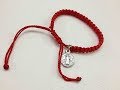 Pulsera roja nudo simple macramé